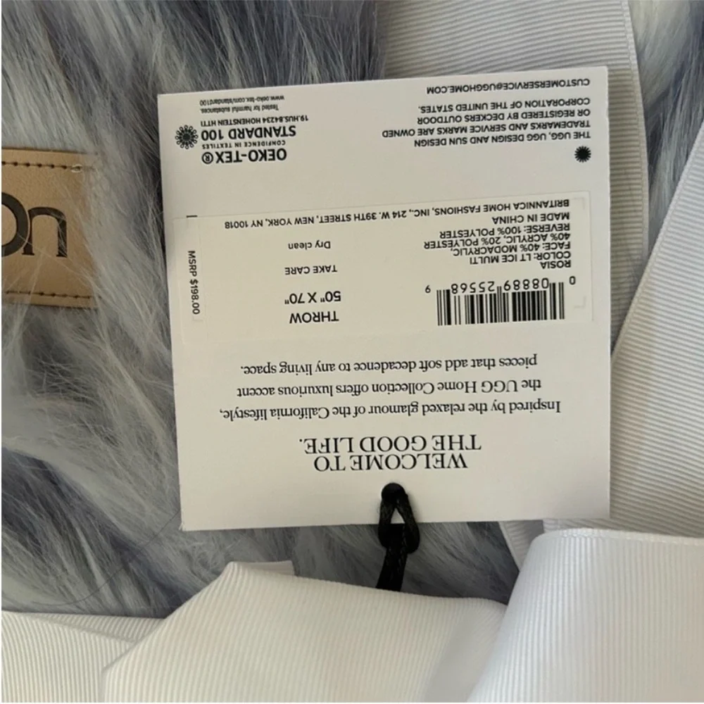 UGG Rosia Jacquard Wave Faux Fur Throw Blanket